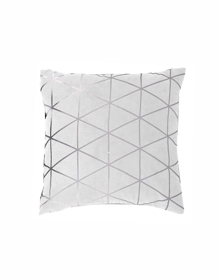 Coussin imprimé graphique métallisé - coton (blanc)