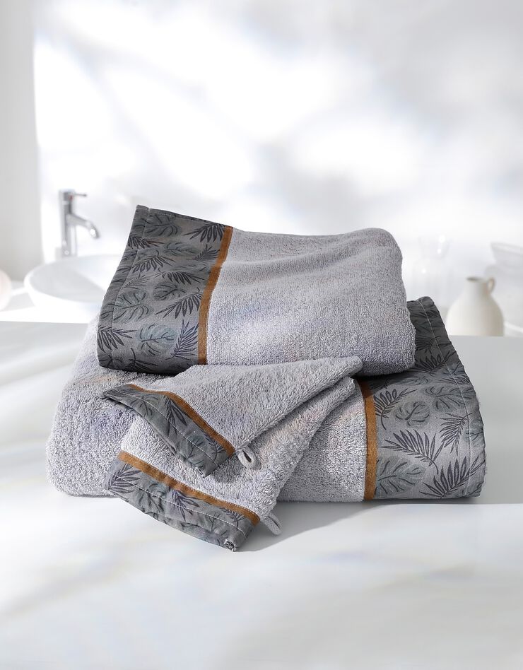 Éponge coton liteau motif jungle - 420 g/m² (gris) Éponge coton liteau motif jungle - 420 g/m² (gris)