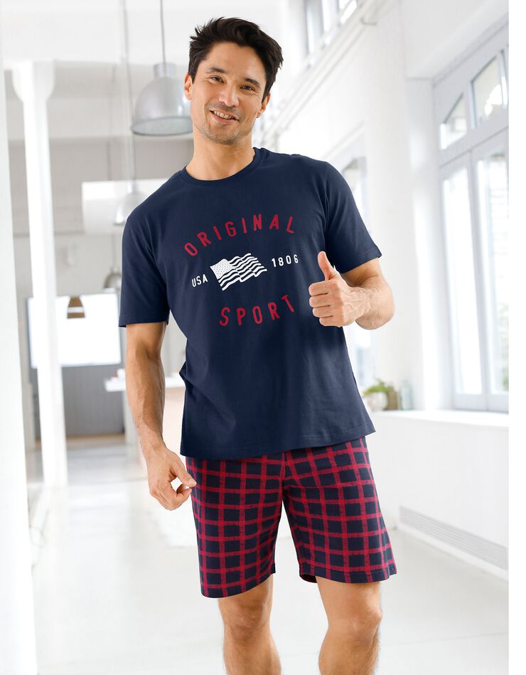 Tee-shirt pyjama manches courtes imprimé bleu marine (marine) Tee-shirt pyjama manches courtes imprimé bleu marine (marine)