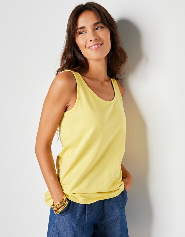 Débardeur bretelles larges uni coton (jaune pâle) Débardeur bretelles larges uni coton (jaune pâle)