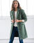 Manteau maille bouclette col tailleur (vert grisé)