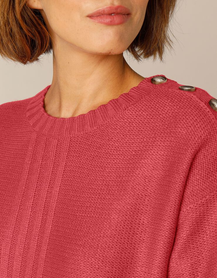 Pull fcol rond maille fantaisie (paprika) Pull fcol rond maille fantaisie (paprika)