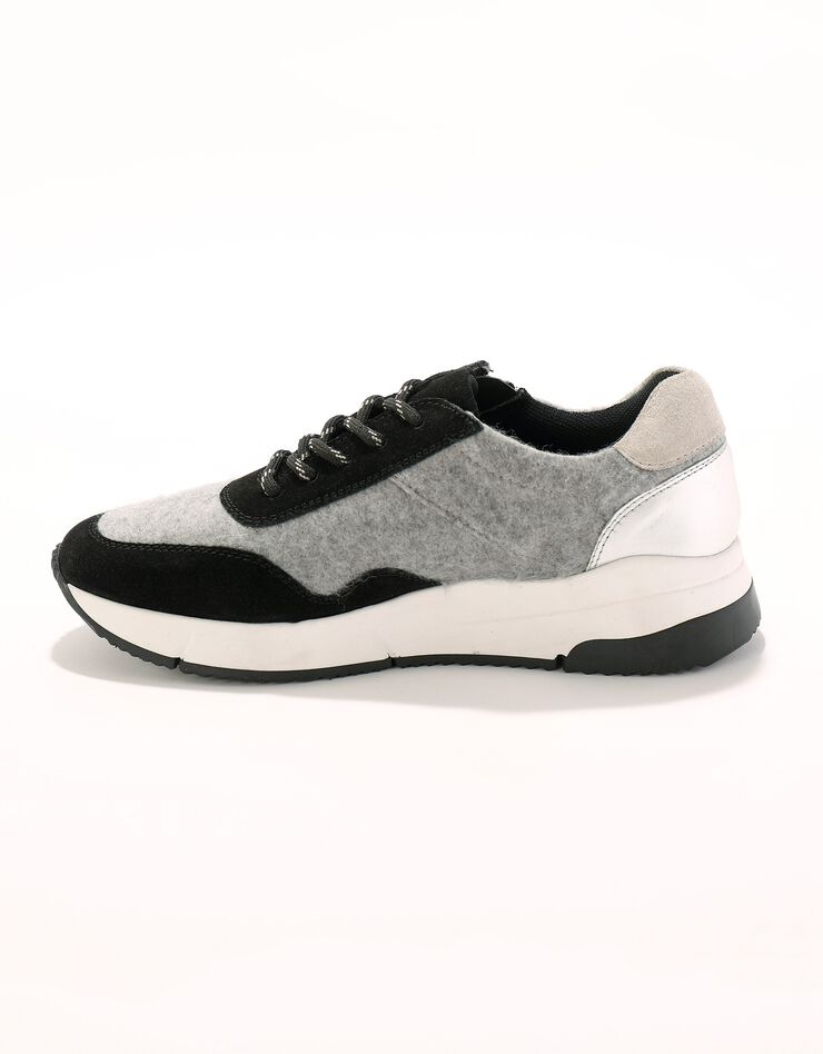 Baskets style running zippées en cuir bimatière - gris flanelle (gris) Baskets style running zippées en cuir bimatière - gris flanelle (gris)