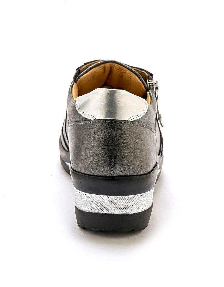 Derbies largeur confort en cuir détails métallisés (gris)