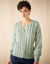 Gilet boutonné col rond, maille fantaisie (vert d'eau)