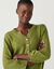 Pull col tunisien manches 3/4, maille fantaisie (vert mousse)
