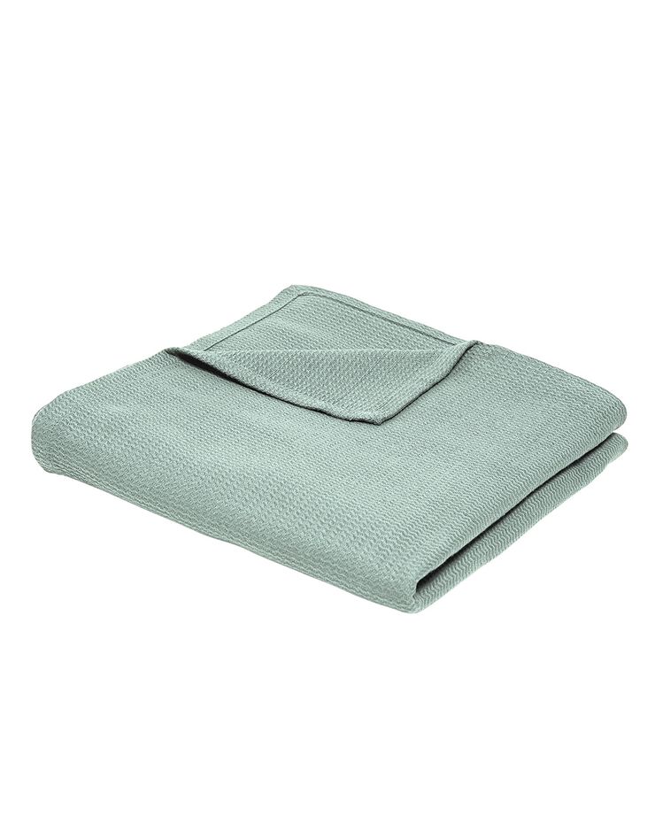 Jeté de canapé ou plaid uni nid d’abeille - coton (céladon)