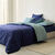Linge de lit uni bicolore - coton 57 fils/cm&sup2; (marine / c&eacute;ladon)