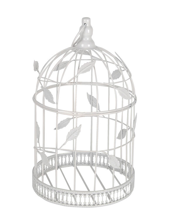 Cage &agrave; oiseaux d&eacute;corative (blanc)