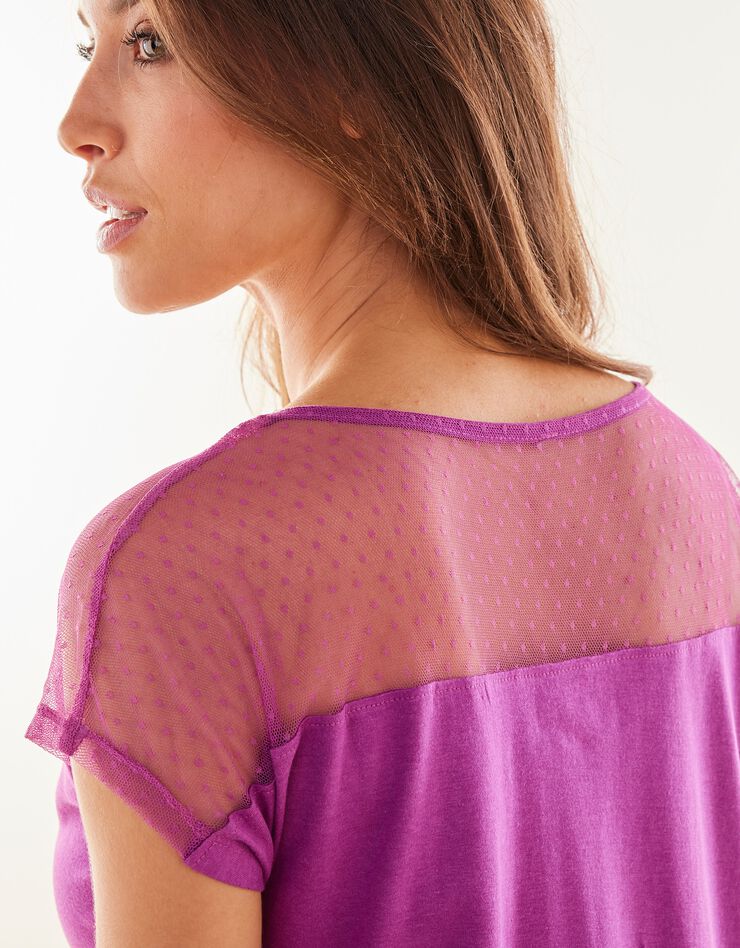 Chemise de nuit viscose et plumetis (violine)