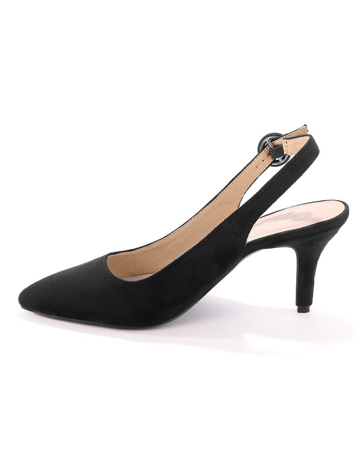 Escarpins suédine à bride (noir)