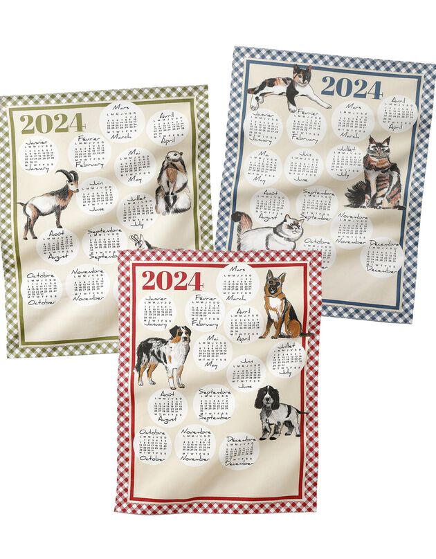 Torchons calendrier - lot de 3 (bleu + rouge + vert)