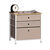 Commode 3 tiroirs métal et tissu (beige)