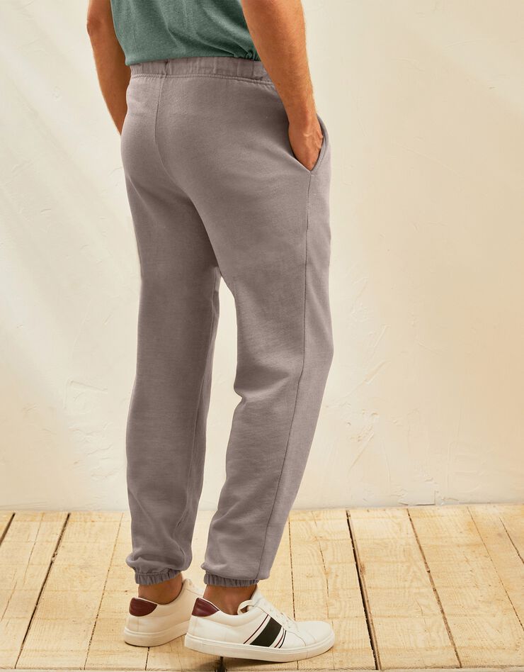 Pantalon jogging molleton bas élastiqué (beige)