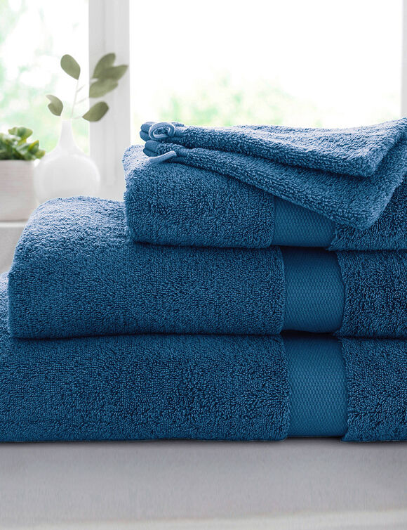 Collection serviettes de bain unies coton modal 500 g/m² (bleu canard)
