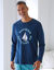 T-shirt pyjama manches longues motif bateau (marine / aqua)