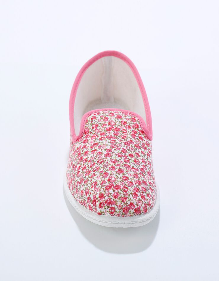 Pantoufles forme charentaise fleuries (rose) Pantoufles forme charentaise fleuries (rose)