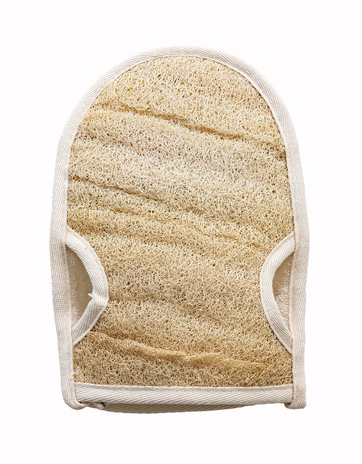 Gant loofah/coton massage pour droitiers ou gauchers (écru)