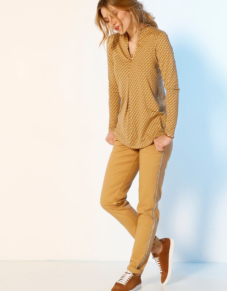 Pantalon chino bande strassée (safran) Pantalon chino bande strassée (safran)