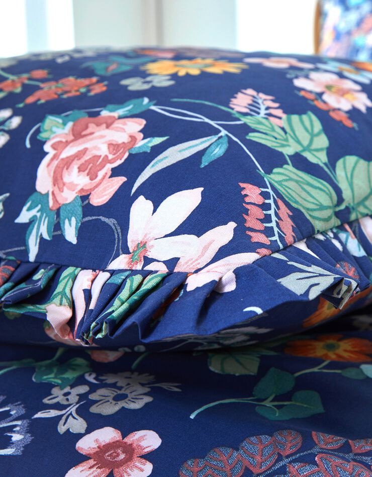 Linge de lit Kelly en coton imprimé floral (marine)