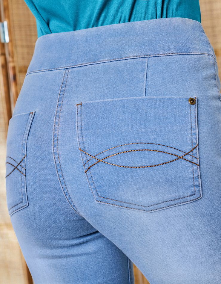 Jegging fuselé ultra stretch, maille effet jean (bleached)