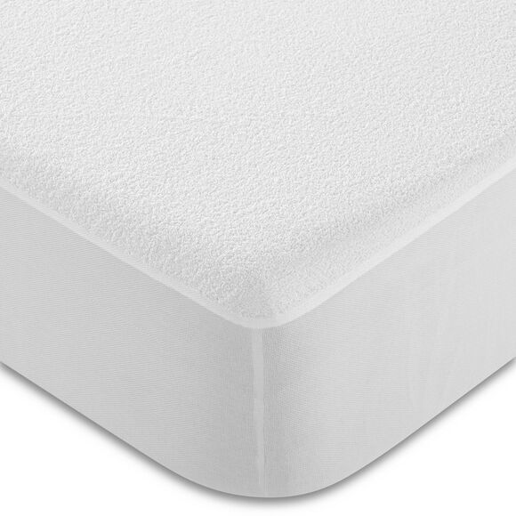Prot&egrave;ge-matelas &eacute;ponge bouclette imperm&eacute;able 1er prix (blanc)