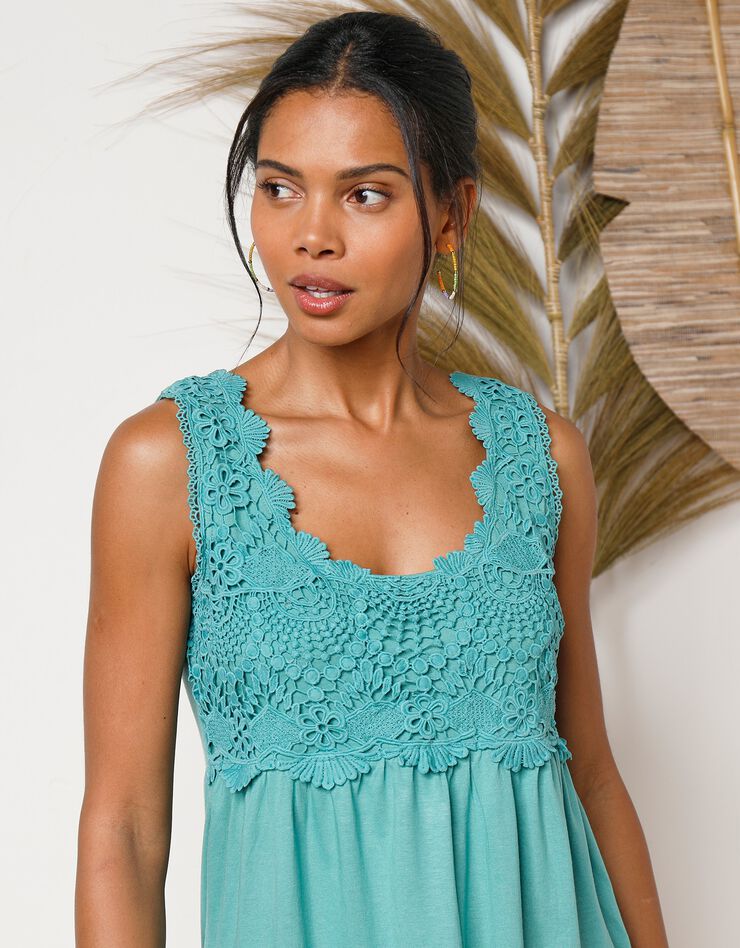 Tunique plastron macramé (vert grisé) Tunique plastron macramé (vert grisé)