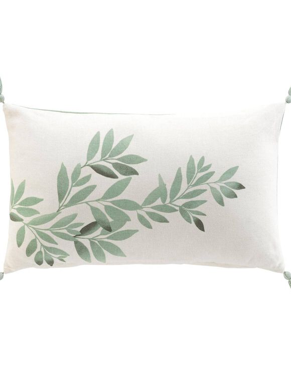 Coussin rectangulaire imprimé feuillage (vert)