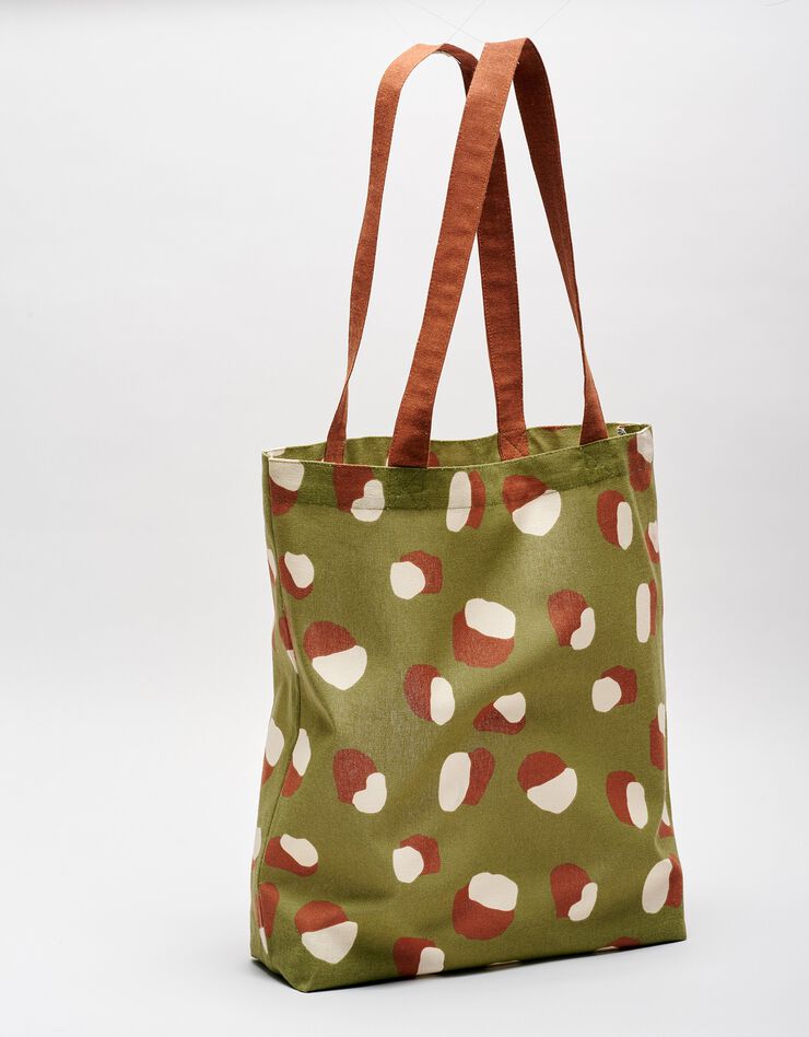 Sac tote-bag en coton imprimé Savana  (kaki)