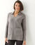 Pull tunique &agrave; col V style polo, maille moelleuse (beige chin&eacute;)