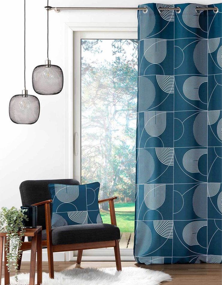 Coussin imprimé graphique (bleu)