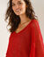 Pull loose manches coude, maille fantaisie (rouge)