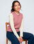 Pull col rond, sans manches, maille fantaisie (rose)