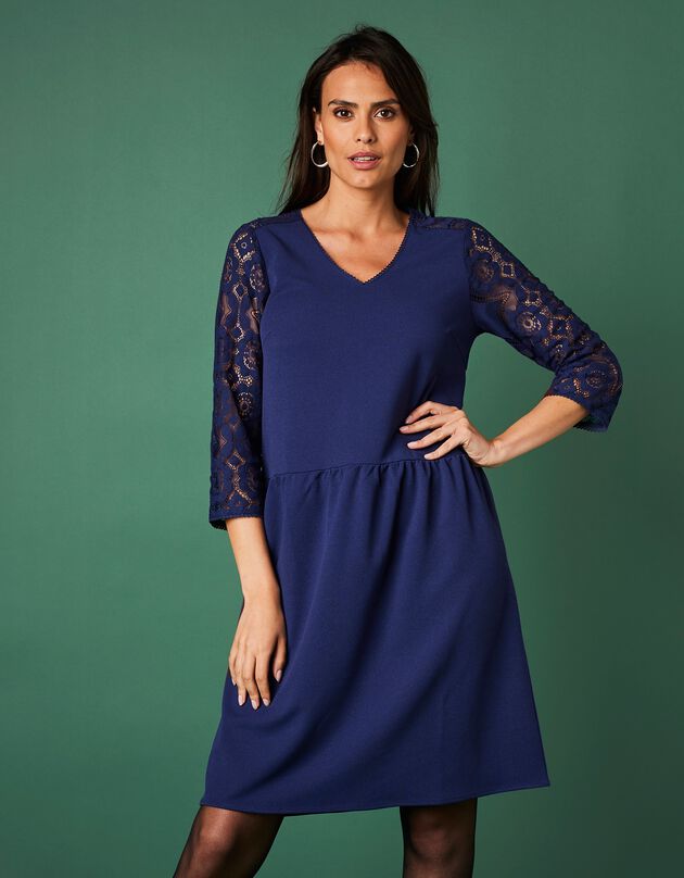 Robe avec dentelle (bleu encre)