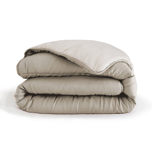 Couette bicolore microfibre 350 g/m² (taupe / sable)