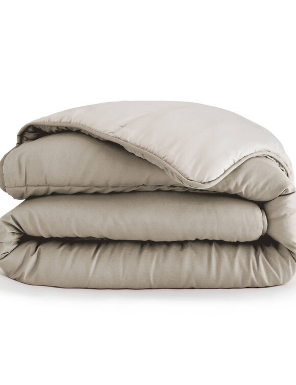 Couette bicolore microfibre 350 g/m² (taupe / sable)