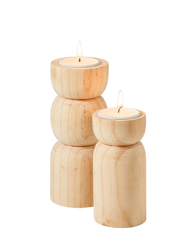 Porte bougie photophore en bois (bois) Porte bougie photophore en bois (bois)