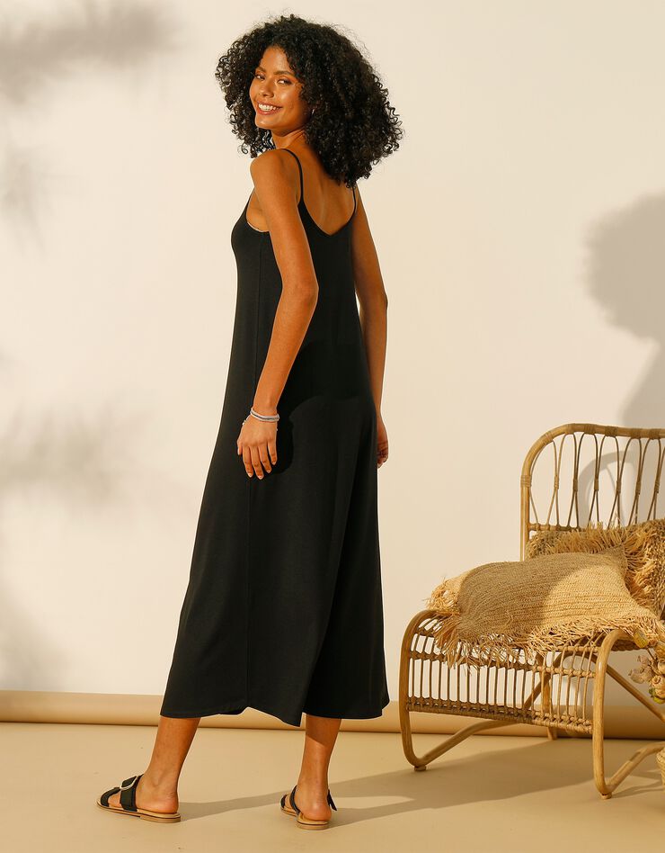 Robe évasée longue unie (noir) Robe évasée longue unie (noir)