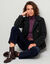 Manteau court maille bouclette col tailleur (noir)