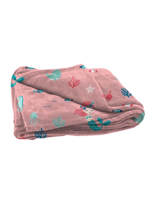 Plaid imprimé - Collection Petite sirène (rose)