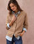 Gilet boutonn&eacute;, maille moelleuse en laine m&eacute;lang&eacute;e (beige)