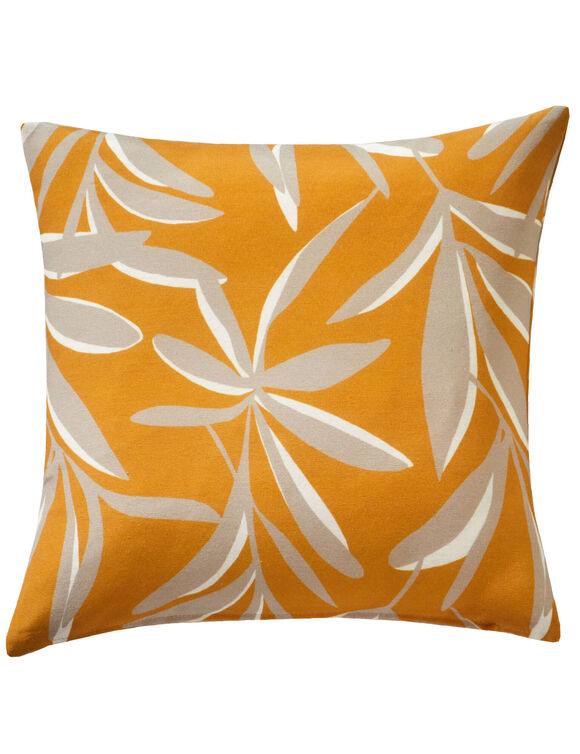 Housse de coussin imprim&eacute; feuillage (miel)