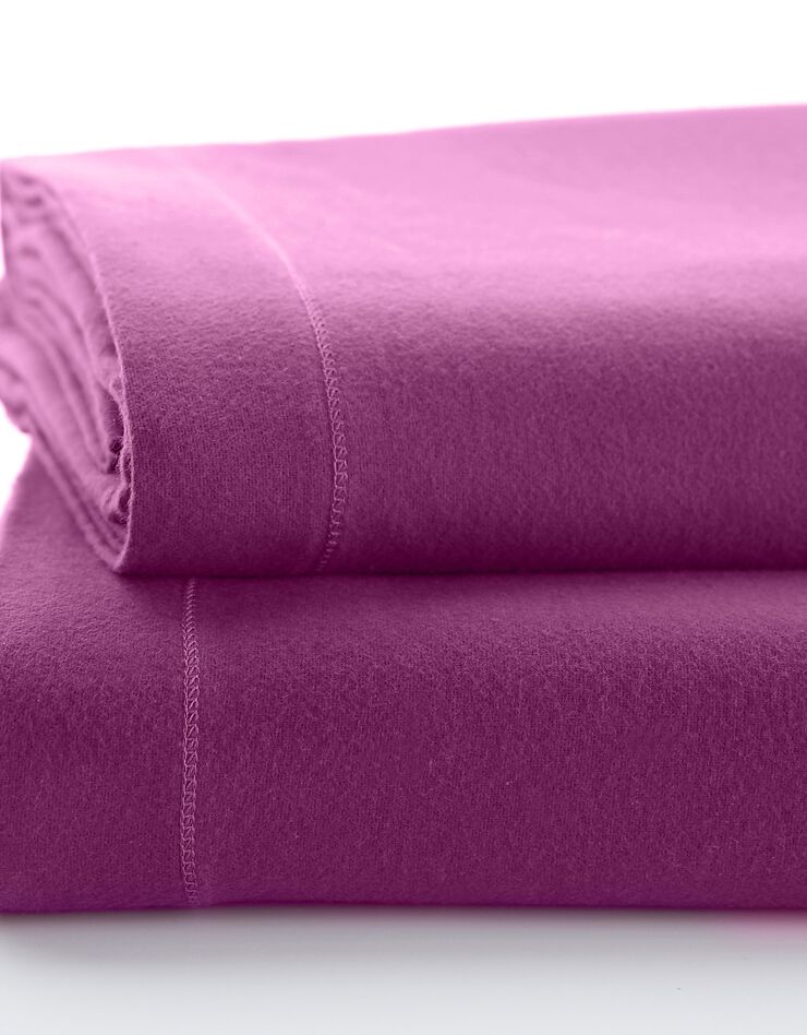 Linge de lit uni flanelle  (prune)