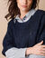Pull poncho manches coudes, maille anglaise et torsades (marine)