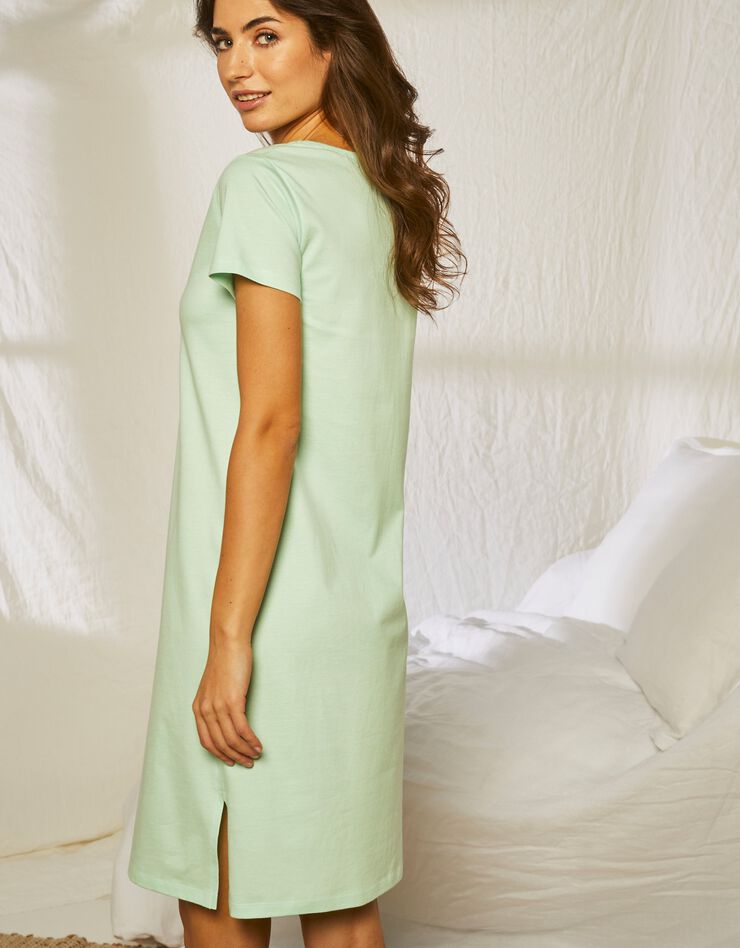 Chemise de nuit courte en coton motif Croissant manches courtes (tilleul) Chemise de nuit courte en coton motif Croissant manches courtes (tilleul)