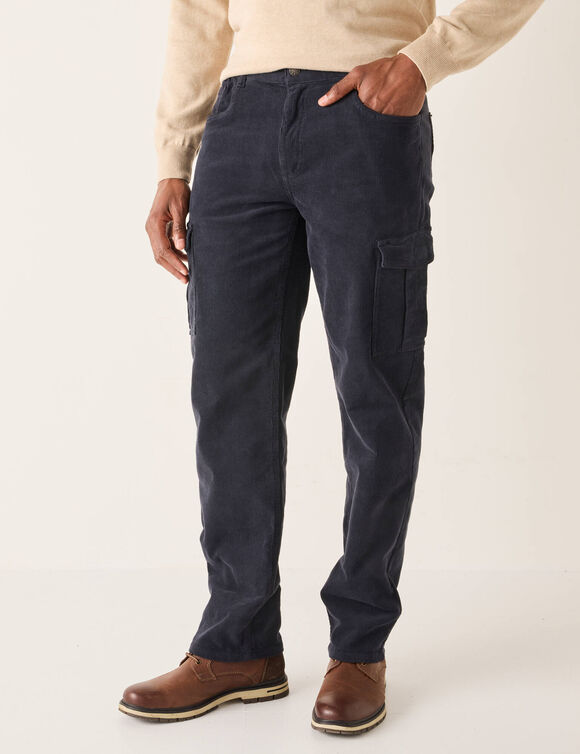 Pantalon cargo velours fines côtes élastiqué côtés - entrej. 82 cm (bleu grisé)