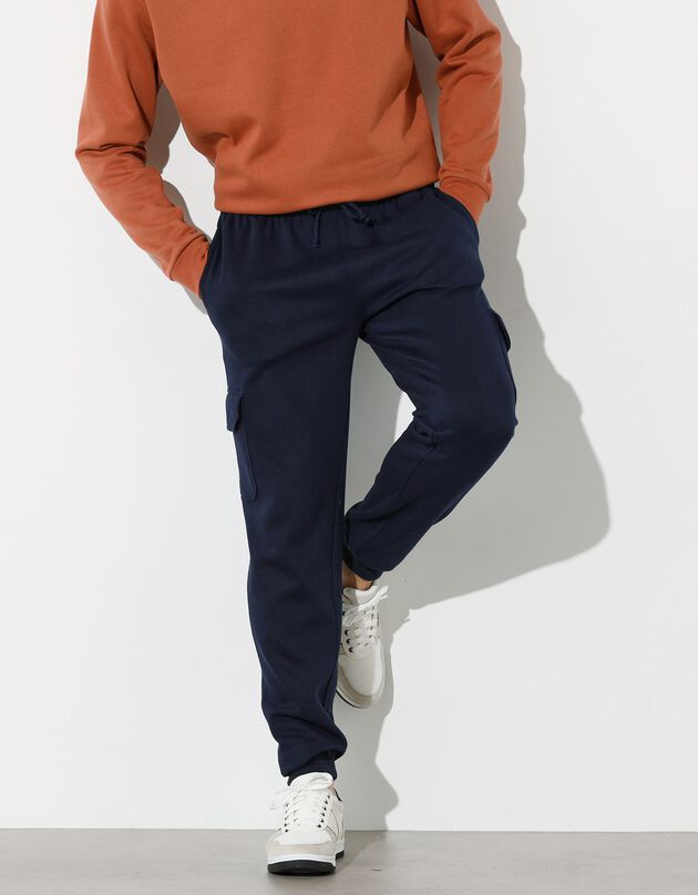 Pantalon molleton cargo bas resserrés (marine)