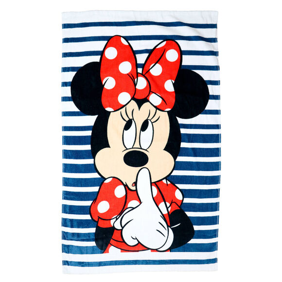 Drap de bain Disney® Minnie - éponge velours 320g/m2 (rouge / bleu)