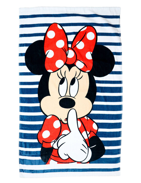 Drap de bain Disney® Minnie - éponge velours 320g/m2 (rouge / bleu)
