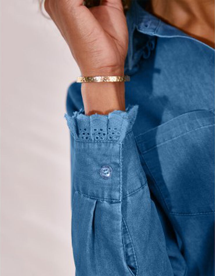 Chemise boutonnée broderie anglaise, denim léger (bleached) Chemise boutonnée broderie anglaise, denim léger (bleached)